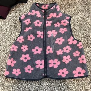 Flowered fleece vest